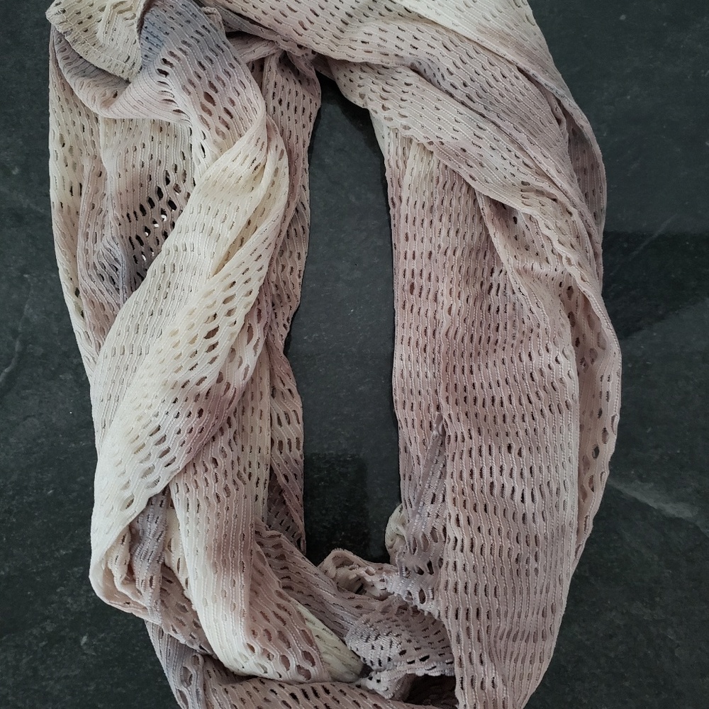Neutral multi colored mesh scarf